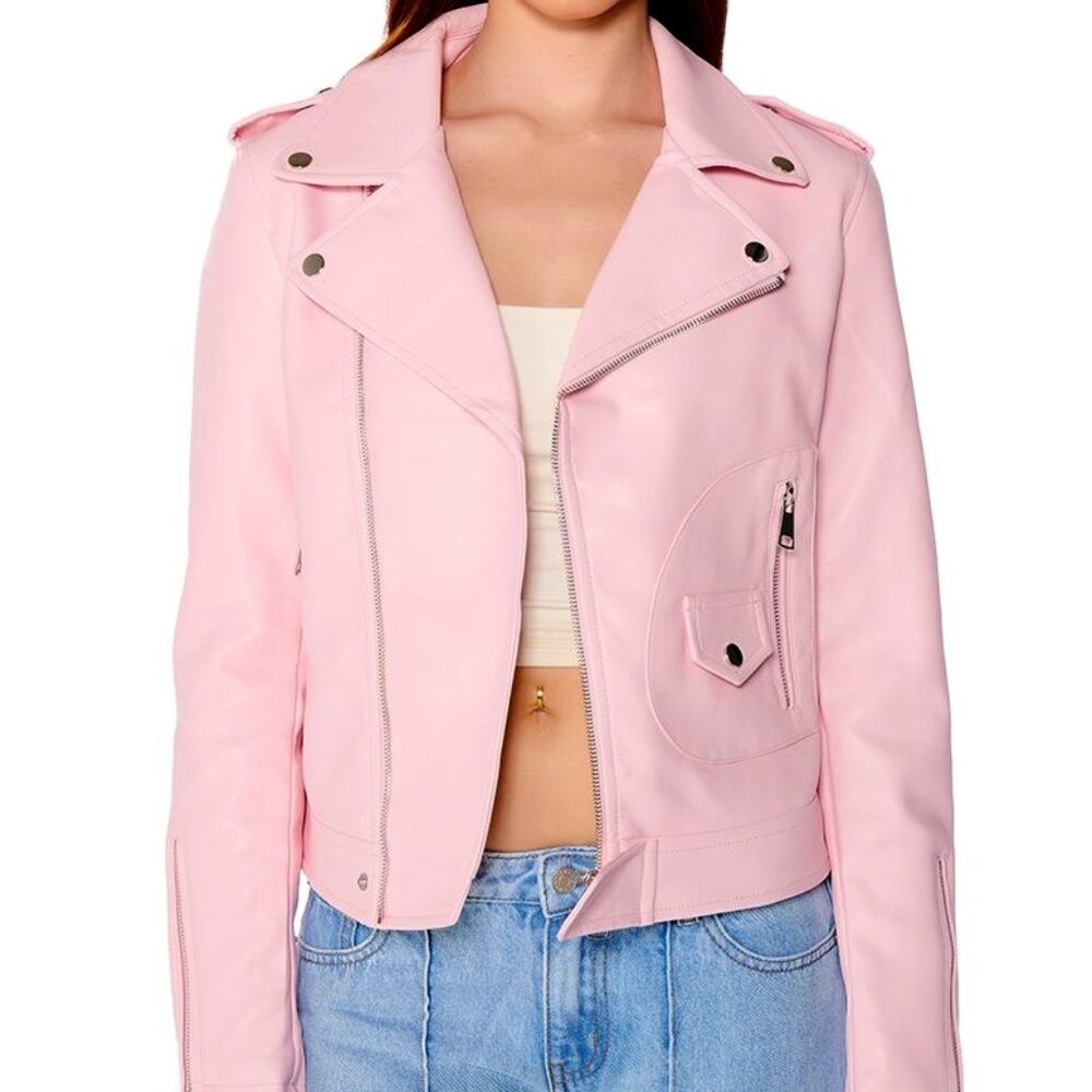 romantic or whatever babie pink moto jacket Medium - Picture 3 of 3